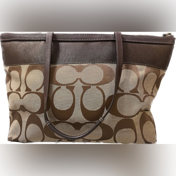 Coach Brown Canvas Monogram Logo Shoulder Tote​ - Picture 3 of 10